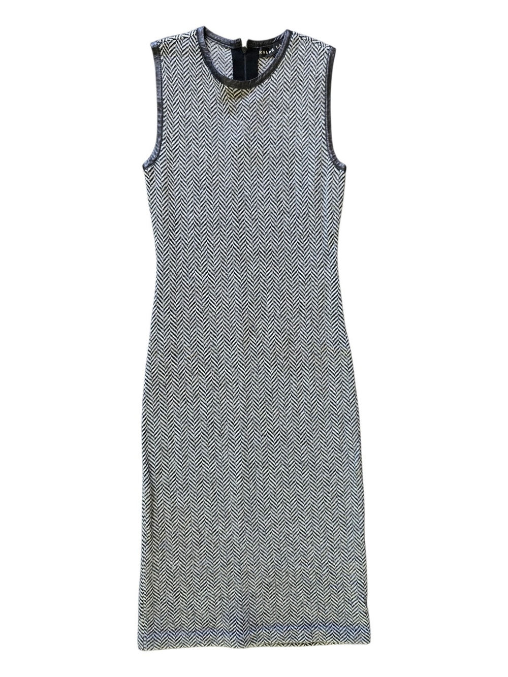 $1395 Ralph Lauren Black Label 100% Cashmere Leather Sheath Dress